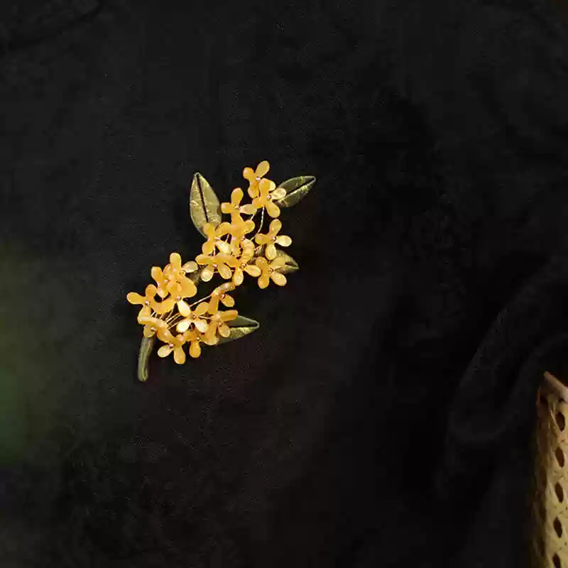 Golden Osmanthus Brooch